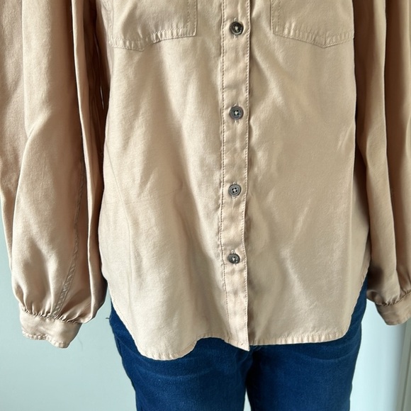 Current Air Sand Long Sleeve Button Front Puff Sleeve Top Shirt Blouse Top Sz S - Picture 3 of 10